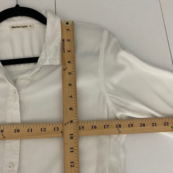 Marine Layer Women's Button Up Shirt Large Long Sleeve White Top - Picture 6 of 7